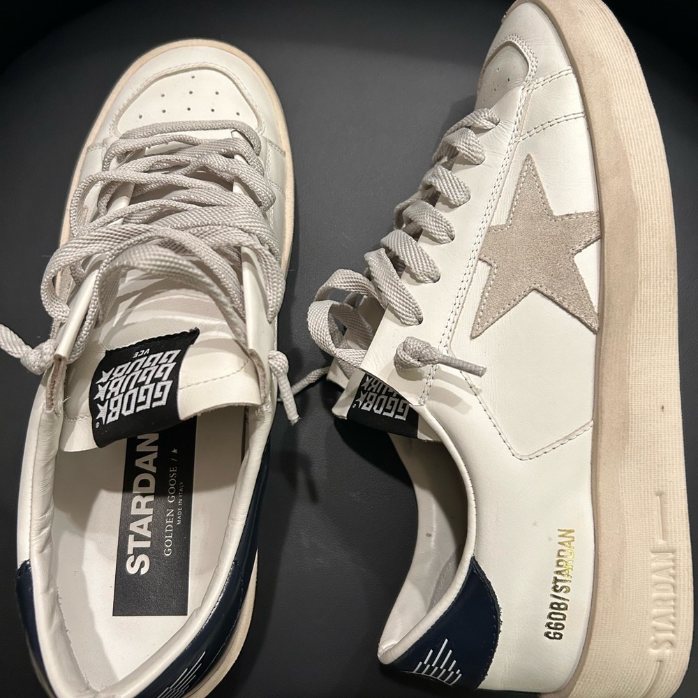 Golden Goose White and Beige Sneakers